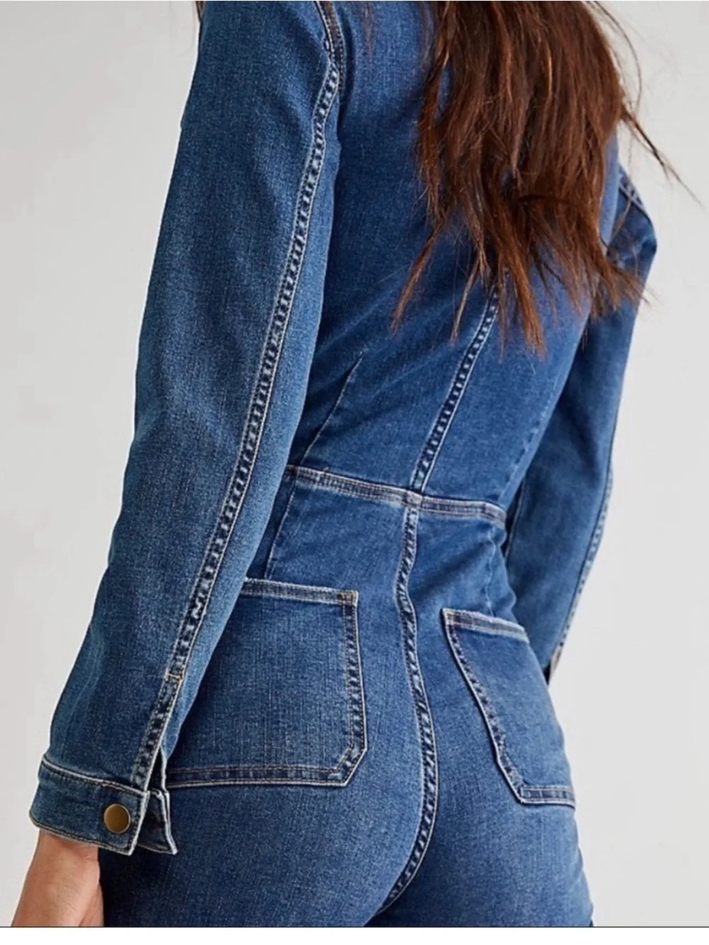 Free People Lennox Denim Jumpsuit size M